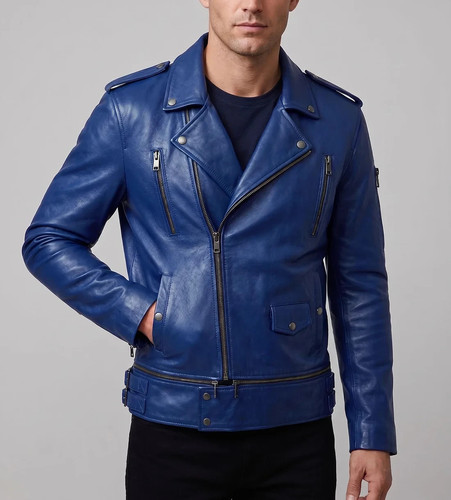 Men blue genuine leather - genuine,