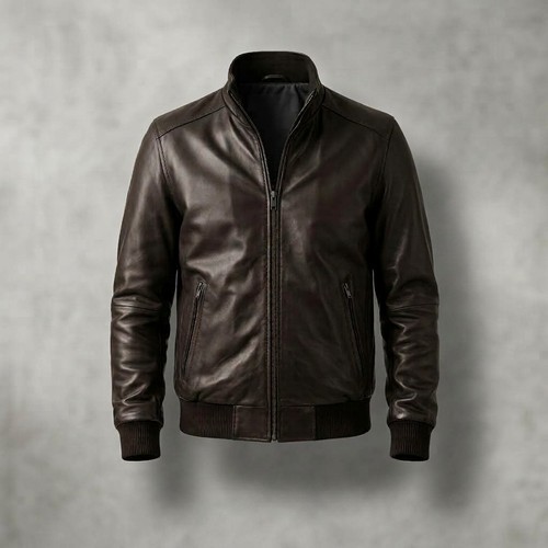 Men genuine leather bomber - leather,