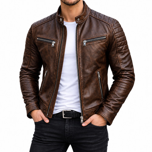 Men genuine leather cafe - genuine,